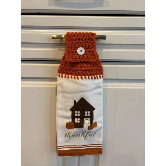 Crochet Top Kitchen Towel- Thankful (house) - Picture 1 of 2